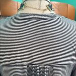 Riders By Lee Blue and White Short Sleeve Cols Shoulder Ruffled Blouse Photo 8