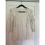 Fat Face Uk white ruffled front 3/4 sleeve blouse 4 Photo 1