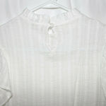 White Ruffle Blouse High Neck Flutter Sleeve Shirt Size XS petite Photo 2
