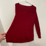 Loft ANN TAYLOR Solid Wine Red Lightweight Rayon Cotton Draped Cowl Neck Sweater Photo 11