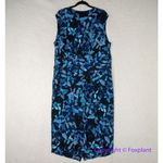 RACHEL Rachel Roy Sleeveless Printed Matte Jersey Dress in Teal Berry Bush, 2X Blue Photo 8
