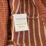 Garnet Hill  Organic Linen Striped Knit Sweater Rust White Long Sleeve Medium Photo 3