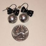 Polka Dot Bow and Faux Pearl Boho Earrings Black Photo 2
