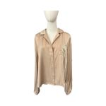 Crescent  Tan Blouse Women's Large Style CT7113 Lightweight Satin Look Top Photo 5