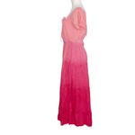 NWT Tie Dye Tired Midi Puff Sleeve Cotton Dress Pink Size M Photo 4