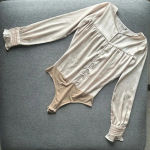 For Love & Lemons  Pink And Cream Bodysuit XS Photo 4