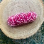 Vintage pink polka dot chiffon ruffle spring clip hair bow Photo 0