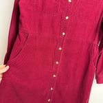 Vintage 90s FADS Corduroy Shirt Dress Sz 14 Red Button Front Long Sleeves Photo 5