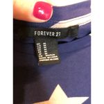 Forever 21 Medium Navy Cropped T Shirt with Tie Front Novelty Stars Americana Photo 1