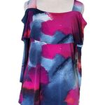 Clara Sun Woo Cold Shoulder Watercolor Top | Pink/Blue | Small Photo 1