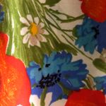 1970s Vintage SEARS floral red and blue white multicolored colorful pastel floral flower kimono robe zip up short sleeve flowy dress with one Size L Photo 4