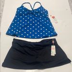 Swim systems NWT tankini skort swim set small blue polka dot black Photo 0