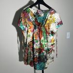 Diesel NWOT  Multicolor Floral Print Draped Top Blouse Oversized Size S Woman Photo 7
