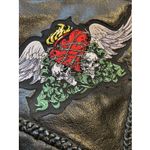 Women's Black MOB Genuine Leather Motorcycle Riding Vest W/Side Lace Size L Size L Photo 1