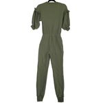 Something Navy  Olive Green Ruffle Sleeve Henley Jumpsuit Size XXS‎ Photo 9