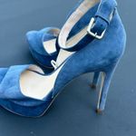 ZARA Women’s Blue Suede Platform Ankle Strap High Heels US 37 Open Toe Pumps Photo 8