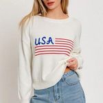 Le lis American Flag White Oversized Sweater  Photo 2
