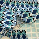 NWT Tizzie Blue White Black Teal floral pattern 3/4 Sleeve Top Tunic Dress SMALL Photo 4