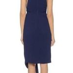 NICHOLAS Navy Crepe Deep V Gathered Sleeveless Dress Size 8 Formal Cocktail Blue Photo 2