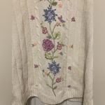 Alfred Dunner Vintage Cream Embroidered Floral Mock Neck Long Sleeve Sweater Size L Photo 5