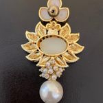 Faux Pearl and Gold Statement Indian Earrings Photo 3