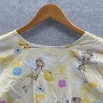 Disney  Scrub Top‎ Womens 2XL Yellow Cotton Tinkerbell Pockets Photo 4