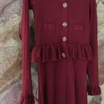 Commense Ruffle Slim Sweater Dress size XL Red Photo 2