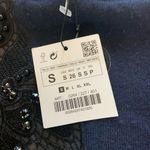 ZARA NWT $40 Blue/Black Appliqué Sweater Sz Small Photo 2