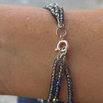 Triple Strand Smokey Gray, Clear and Silver Toned Beaded Bracelet Gray Photo 5