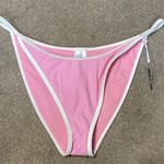 Forever 21 Light Pink White Trim String Bikini Swim Bottoms Size XL Photo 2