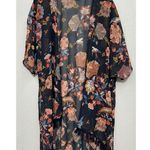 Sweet Rain  Womens Medium Floral Sheer Open Front Cardigan Beach Cover Up Photo 1