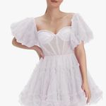 White Off Shoulder Tulle Puffy Sleeve Dress Costume Party Homecoming US 10 Photo 0