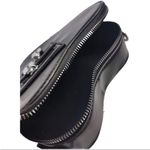 None Heart-Shaped Black Crossbody Silver Chain Goth Punk Bikercore Faux Leather Bag Photo 5