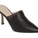 Something Navy  Arabella Black Mules Size 7 Slip On Leather Pointed Toe Photo 1