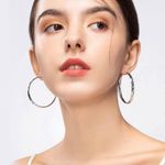 925 Silver Plated Silver Hoop Earrings for Women Photo 3