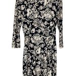 Lauren Ralph Lauren Black & White Floral Long Sleeve Wrap Style Dress Women Sz 2 Photo 1