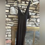 Women’s Black Ribbed Lulu’s Dress Crisscrossed Chest With Side Slit ￼ Size XL Photo 5