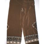 Womens Worth New York $498 0 USA Print Silk Pants Brown White Wide Ethnic Border Photo 2