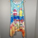 Leoma Lovegrove Happy Place Women’s M Hooded Cover Up Vented Sleeveless Beach Blue Size M Photo 1