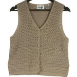 Vtg Paul Harris Design Crochet Sweater Vest Women's M Tan Button Front Boho Size M Photo 0