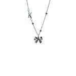 Silver Tone Bow Initial K Charm Necklace Dainty Beaded Chain Feminine New Photo 3