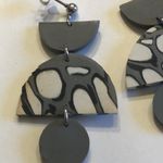 Gray and Black Retro Boho Clay Geometric Earrings Photo 4