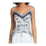Veronica Beard Gil Silk Cami Tank Blue Floral Lace Trim Lingerie For Day Size 8 Photo 6