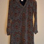 CAbi  Provincial Blue Brown Floral Shirt Dress Mini Vacation Long Sleeve Preppy Photo 3