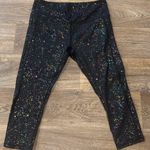 Curves N Combatboots “Empowered” Rainbow Splatter Cropped Leggings – Size XL Black Photo 0
