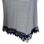 Dress Barn Womens Sz M Petite White Navy Stripe Lace Trim Tank Top Asymmetrical Photo 2