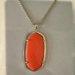 Kendra Scott Reid Faceted Coral Pendant and Gold Slider Chain Long Necklace Photo 0
