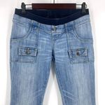 Old Navy Maternity Skinny Flare Low Rise Med Wash Blue Denim Jeans Size 1 XS 90s Photo 2