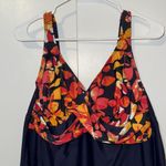 Delta Burke One Piece Swimdress Swimsuit Navy Blue & Orange Floral Women’s 18 Photo 1