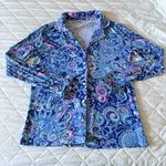 Lilly Pulitzer Womens Size Small Ruffle PJ Button Up Top Cosmic Kismet Blue Photo 0